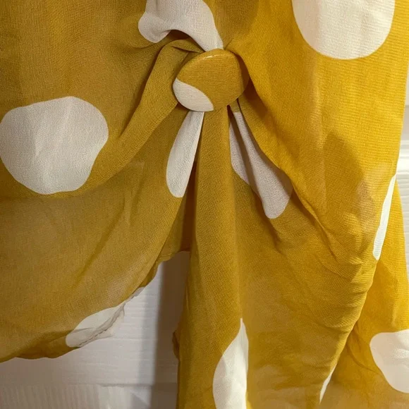 Pretty Angel Silkblend Polka Dot Yellow/Gold Sheer Tunic or Dress Size Large New - Picture 5 of 5